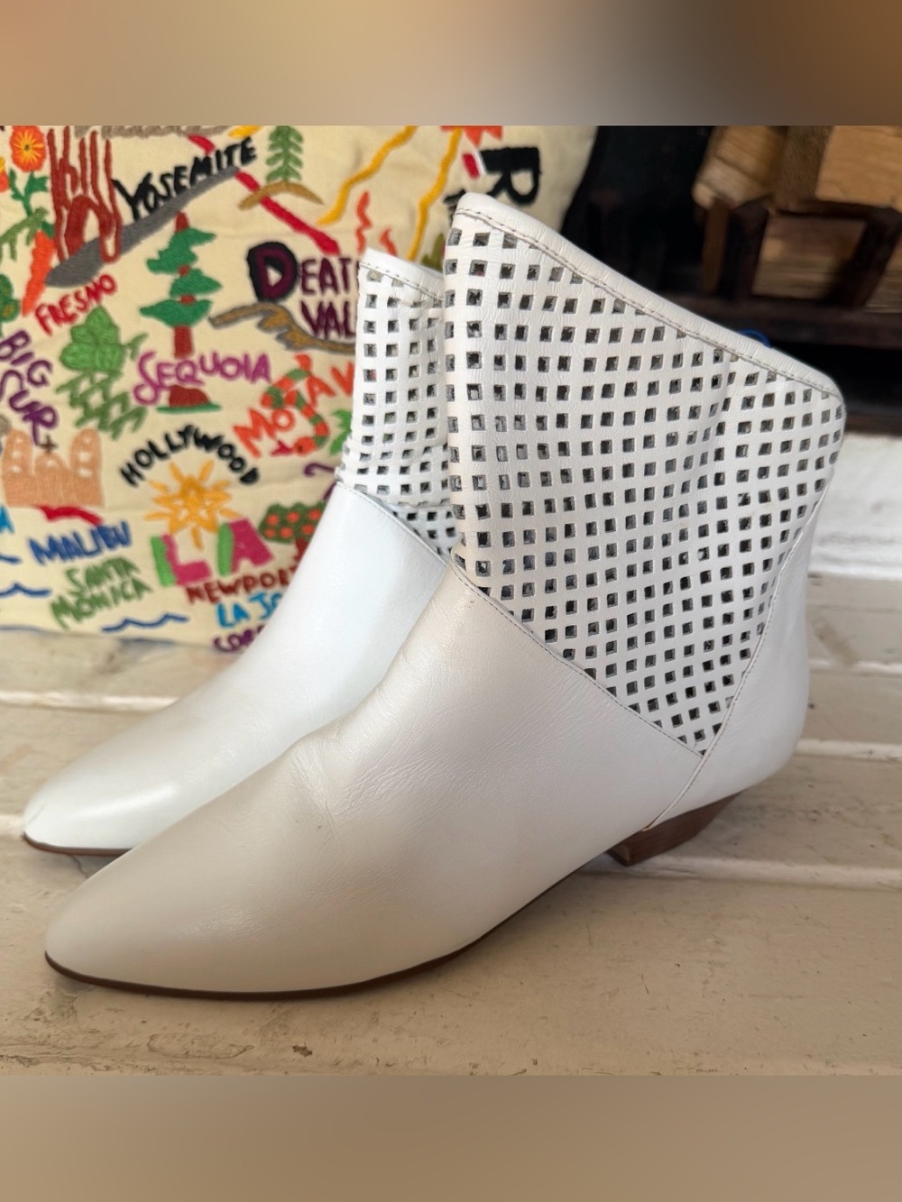 are Catléia white leather ankle‎ boot  made in Brazil women’s 7.5 B